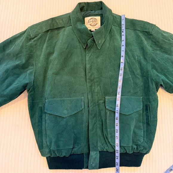 Vintage Global Identify G-lll Green 100% Leather Bomber Jacket Zip Closure Small - Picture 13 of 13